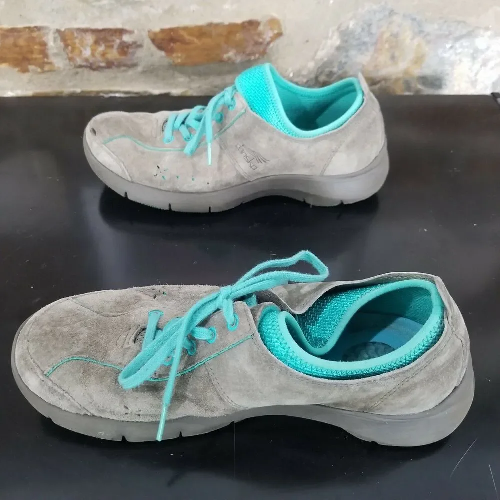 DANSKO Elise gray Suede Leather Lace-Up Comfort Walking Shoes-Size 39Eu/ 8-8.5